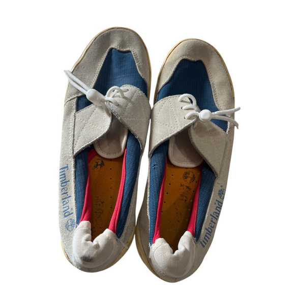 Timberland Suede Casual Loafers Shoes Size 9M RARE Red Blue Tan Men\'s Boating main image 9